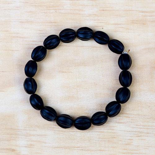 Black Glass Bead Stretch Fashion Bracelet