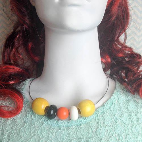 Citrus Bead Chunky Statement Fashion Necklace
