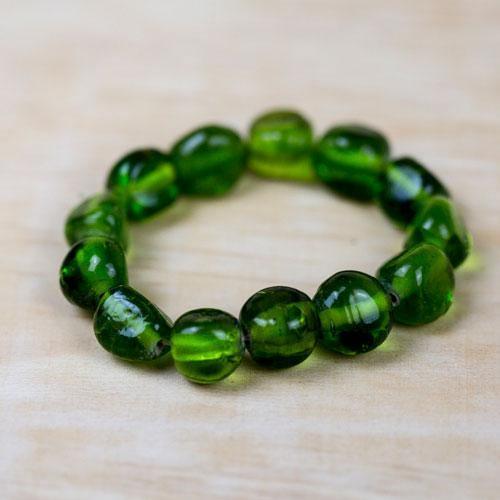 Green Glass Bead Stretch Fashion Bracelet