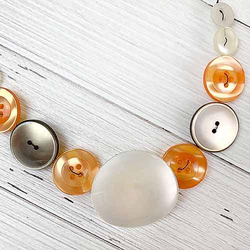 Orange and White Button Statement Fashion Necklace - Red Instead - Handmade in Canberra, Australia