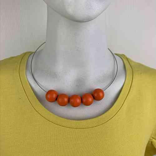 Orange Bead Statement Fashion Necklace