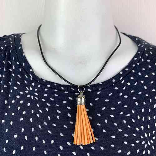 Tassel Cute Fashion Necklace on Black Cord (various colours)