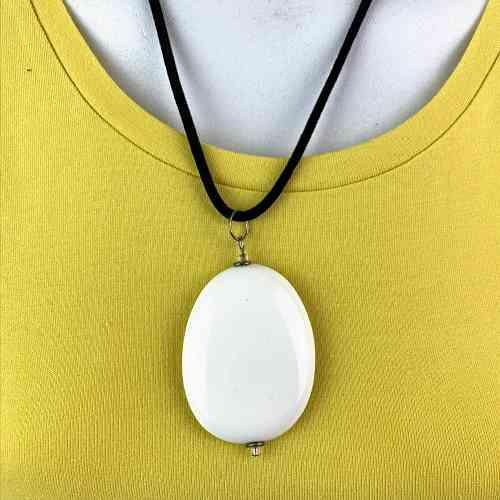 White Pendant Statement Fashion Necklace - Red Instead - Handmade in Canberra, Australia